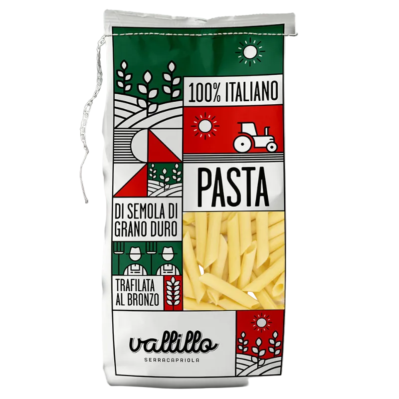Penne fine - Paste artizanale 100% italiene, 500gr Vallillo