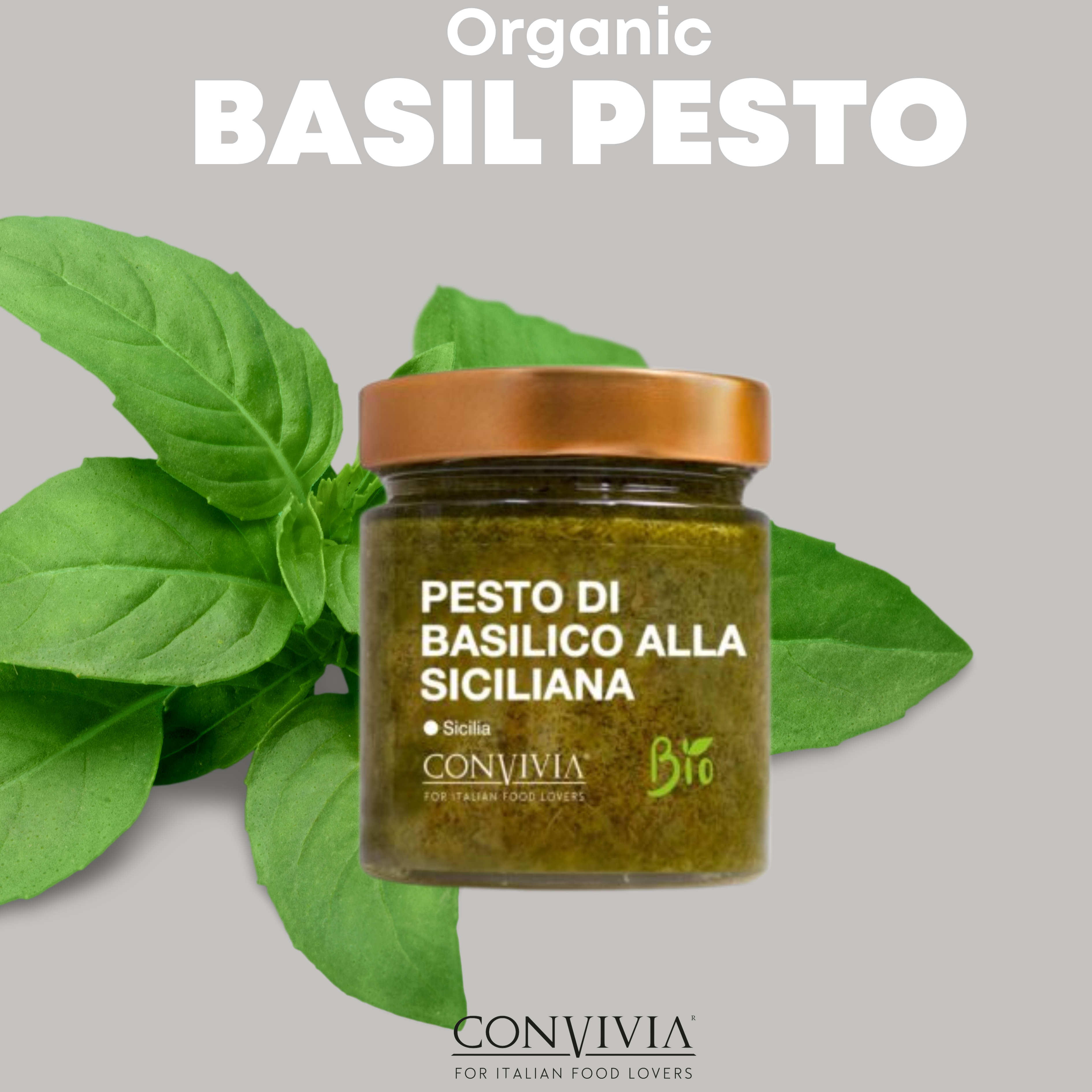 Pesto organic cu busuioc sicilian, 190gr Convivia