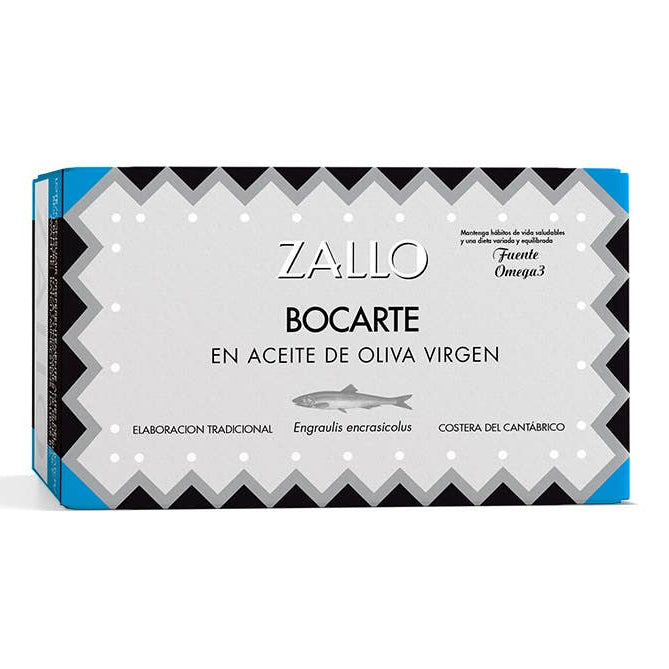 Sardine (Bocarte) în ulei de măsline (16-22 bucăți), 112gr Zallo