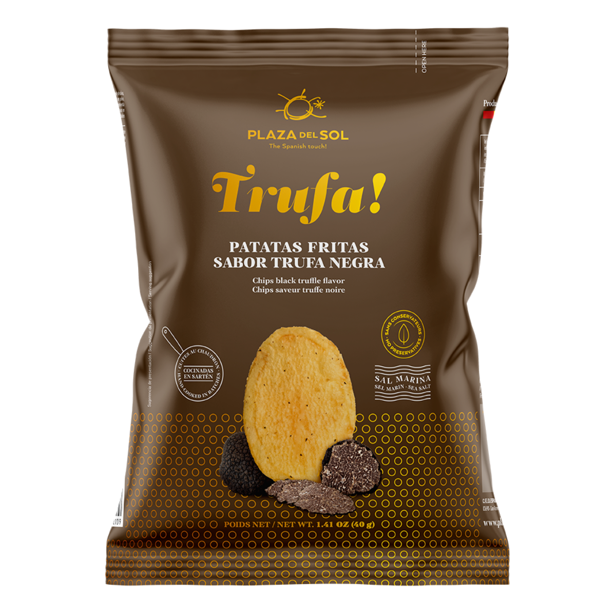 Chipsuri de cartofi Trufa! (aromă de trufe negre), 40gr Plaza del Sol
