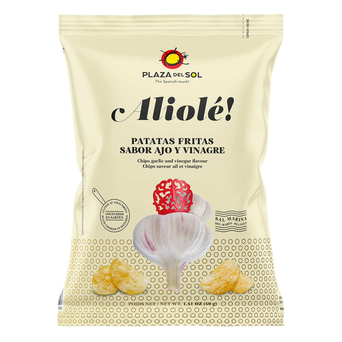 Chipsuri de cartofi Aliolé (aromă de sos de usturoi și oțet), 40gr Plaza del Sol