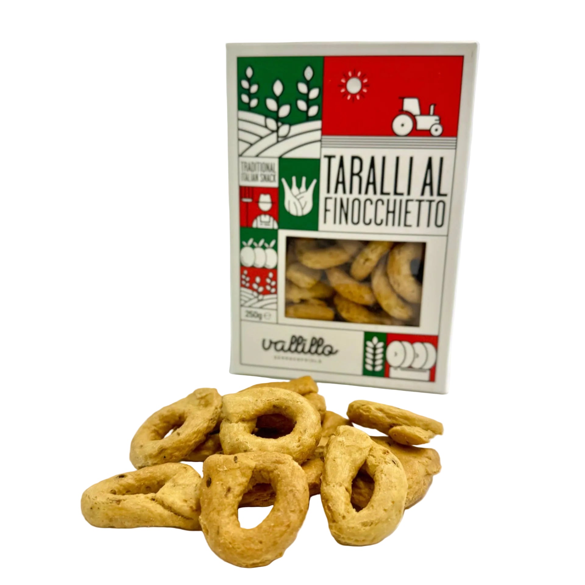 Taralli artizanali preparați cu griș de grâu dur și fenicul sălbatic, 250gr Vallillo