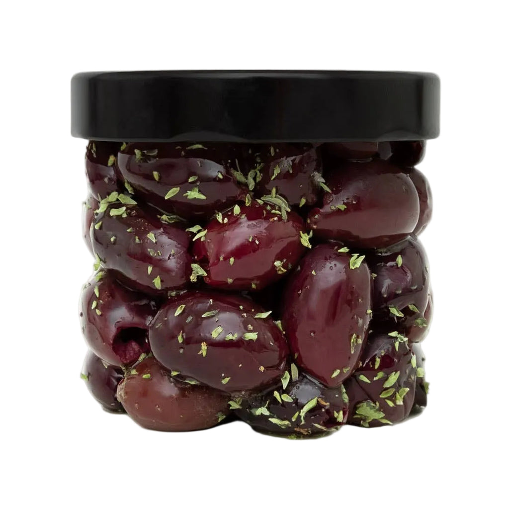 Măsline Kalamata negre bio, cu oregano, 170gr O.E.L. - Thalassa
