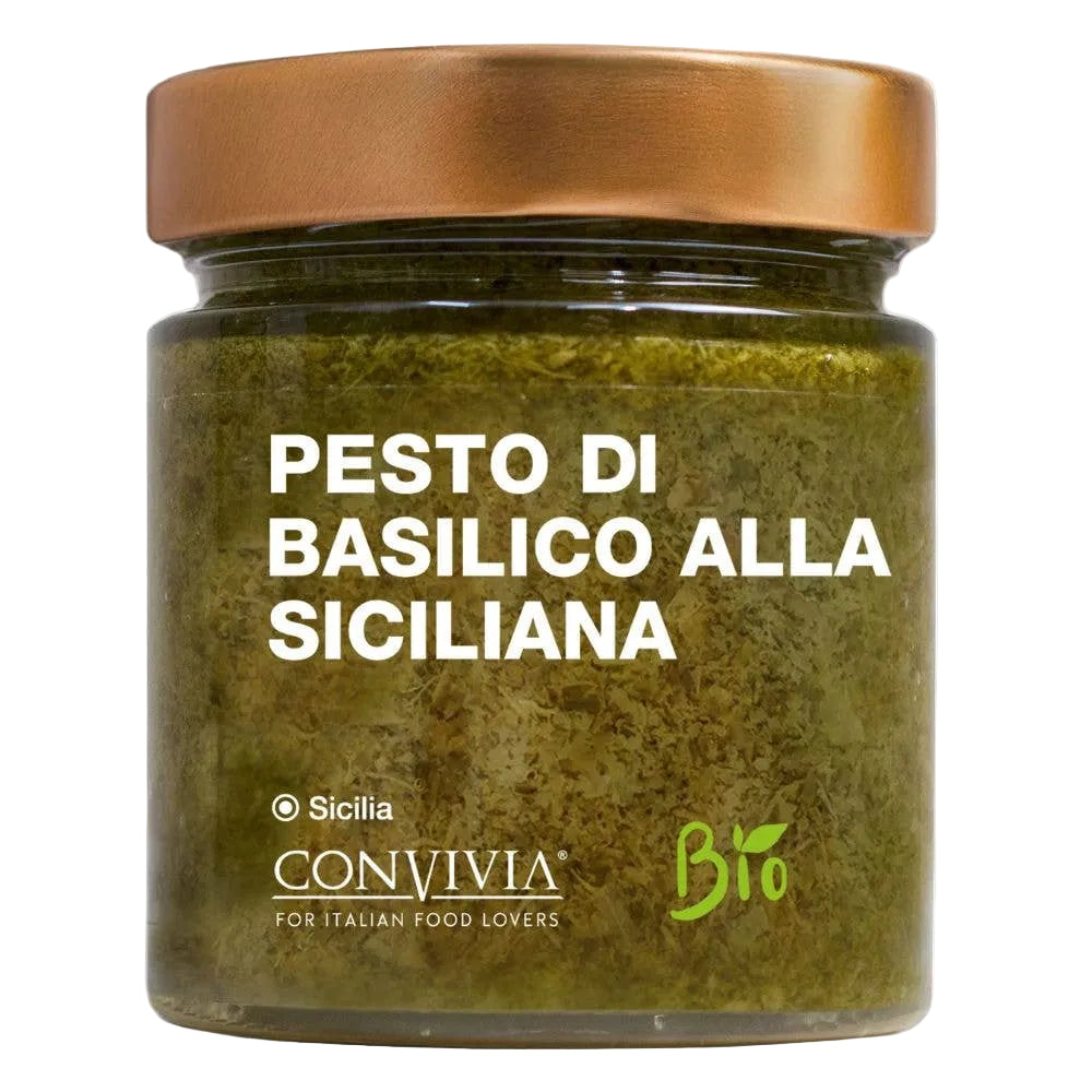Pesto organic cu busuioc sicilian, 190gr Convivia