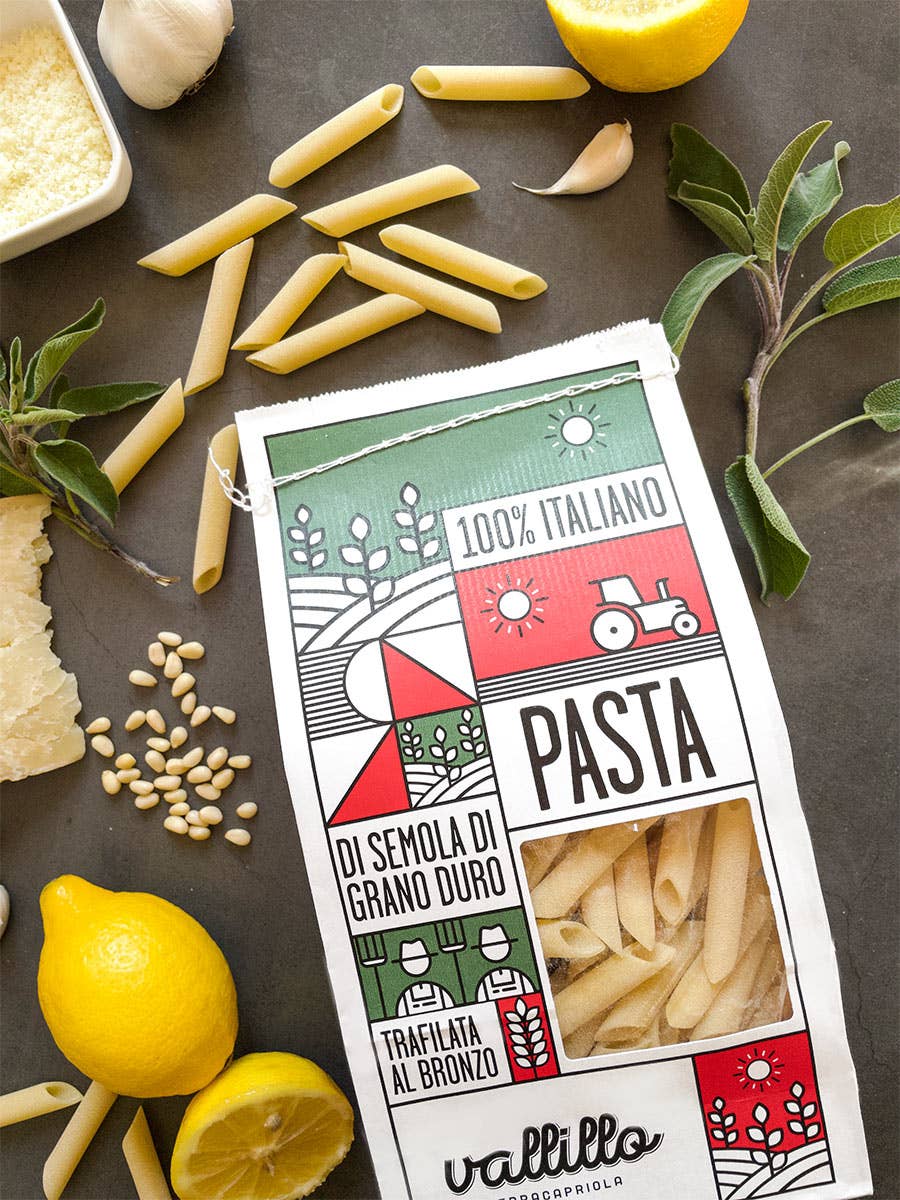 Penne fine - Paste artizanale 100% italiene, 500gr Vallillo