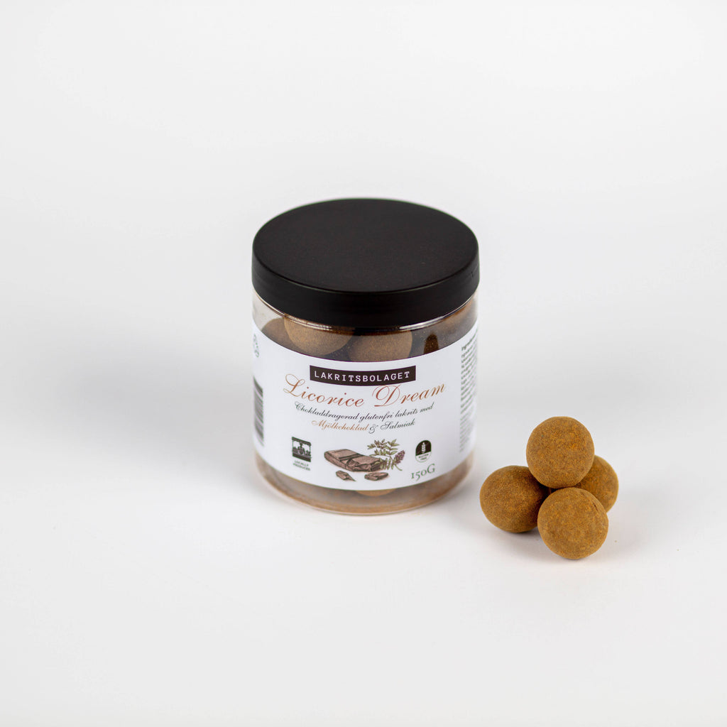 VISUL CU LEMN DULCE | Lemn dulce și ciocolată cu lapte fără gluten, 150gr Lakritsbolaget
