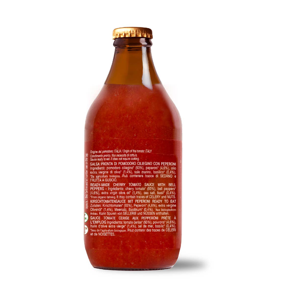 Sos de roșii cherry gata preparat cu ardei bio, 330gr Convivia