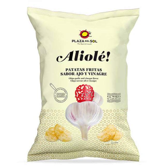 Chipsuri de cartofi Aliolé (aroma de sos de usturoi și oțet), 115gr Plaza del Sol