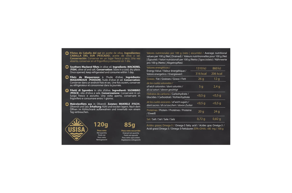 Fileuri de macrou sudic în ulei de măsline, 80gr USISA