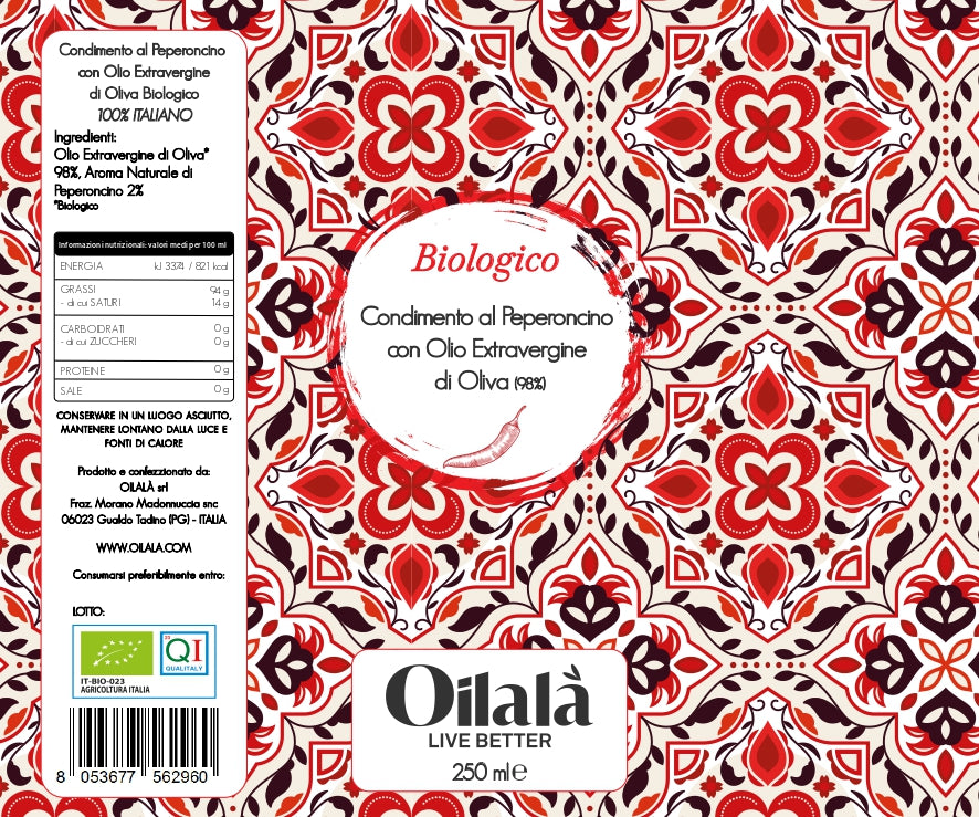 Ulei de măsline extravirgin organic cu aromă de chili, 250 ml, Oilalá