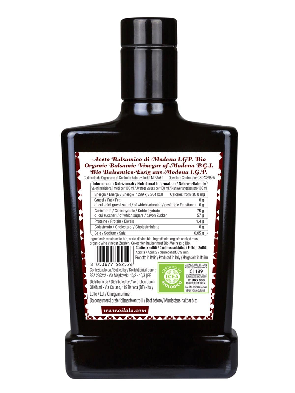 Oțet balsamic di Modena IGP Biologico, King Emilia, 250 ml, Oilalá