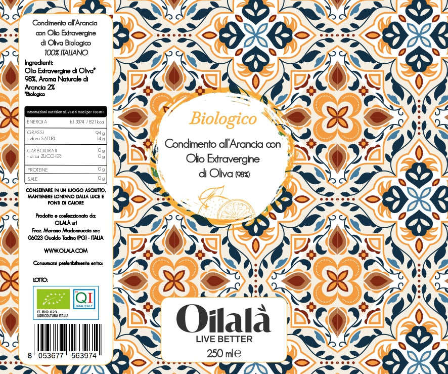 Ulei de măsline extravirgin organic cu aromă de portocala, 250 ml, Oilalá