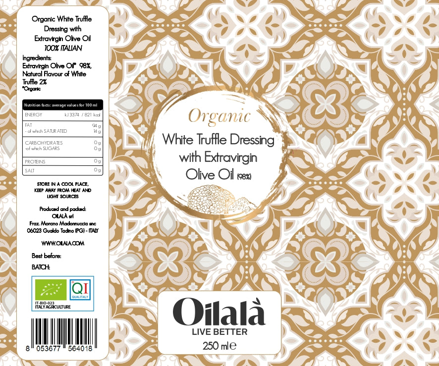 Ulei de măsline extravirgin organic cu aromă de trufa alba, 250 ml, Oilalá