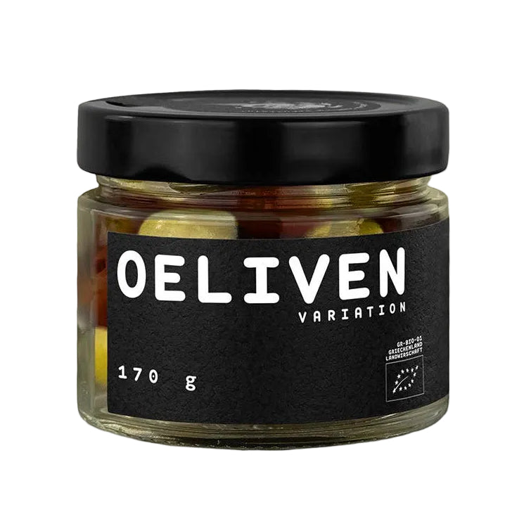 Varianta mix OeLive măsline organice cu marinadă de ierburi, 170gr O.E.L. - Thalassa