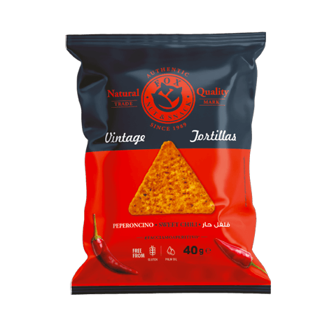 Chipsuri tortilla din porumb vintage - Chili dulce, 40gr Fox Nut & Snack