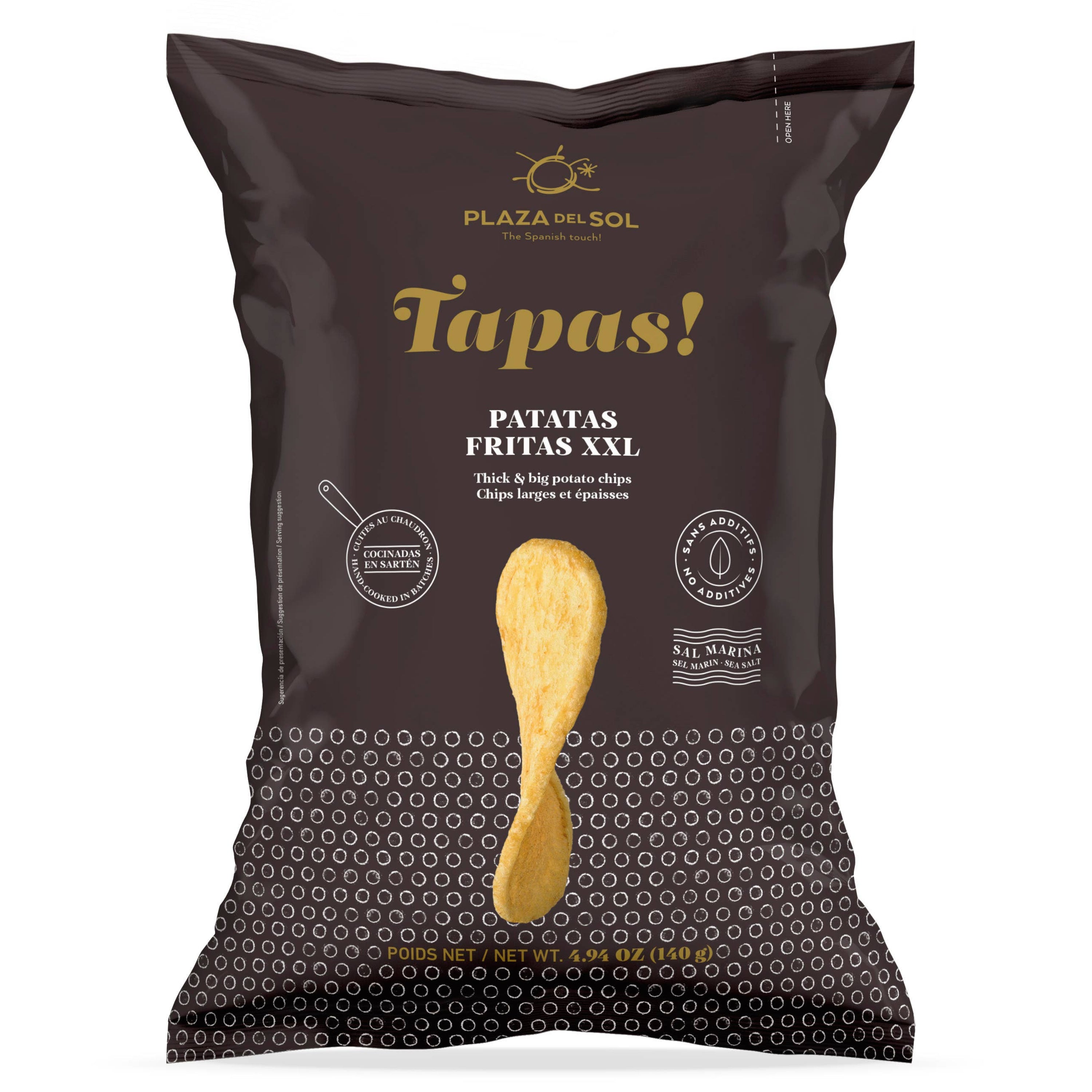 Chipsuri de cartofi Tapas! (Mari și groase), 140gr Plaza del Sol