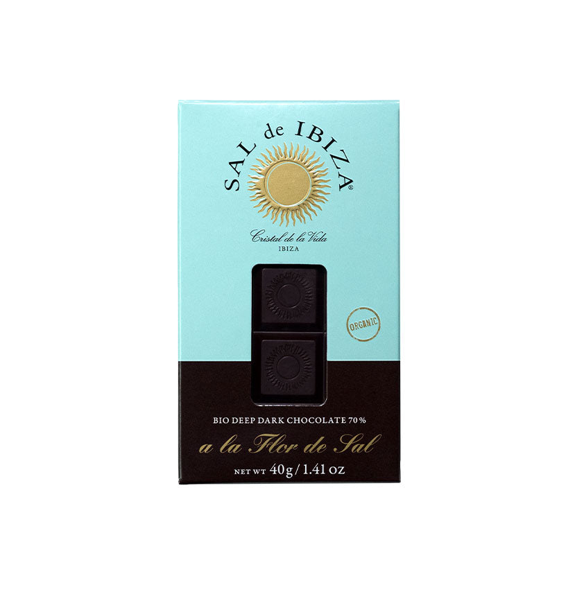 SAL de IBIZA Ciocolata neagră cu floare de sal, 70% cacao, mini, 40g, organic