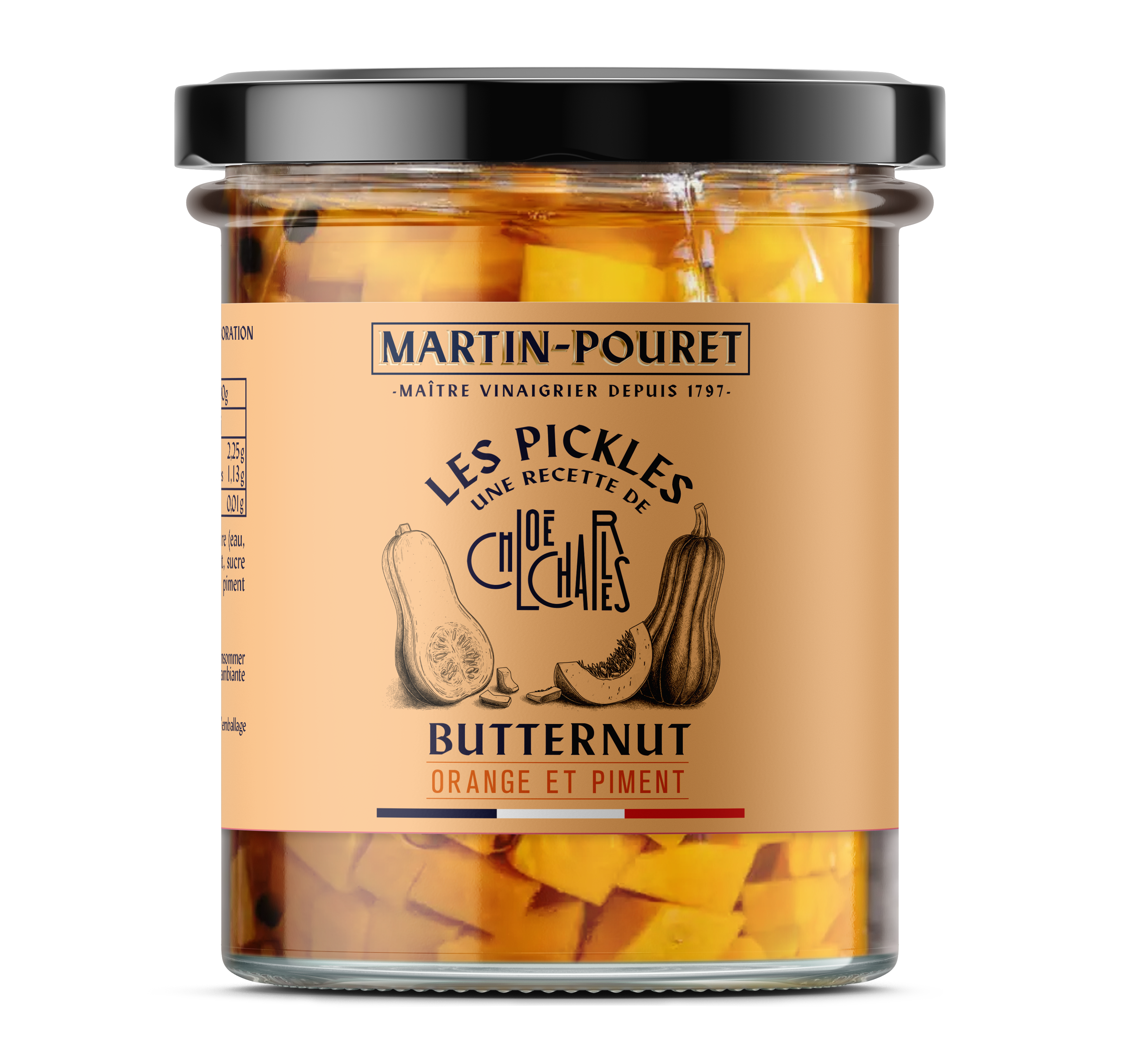 Murături de dovleac butternut, portocală și ardei iute, 90 g, Martin Pouret, Franța