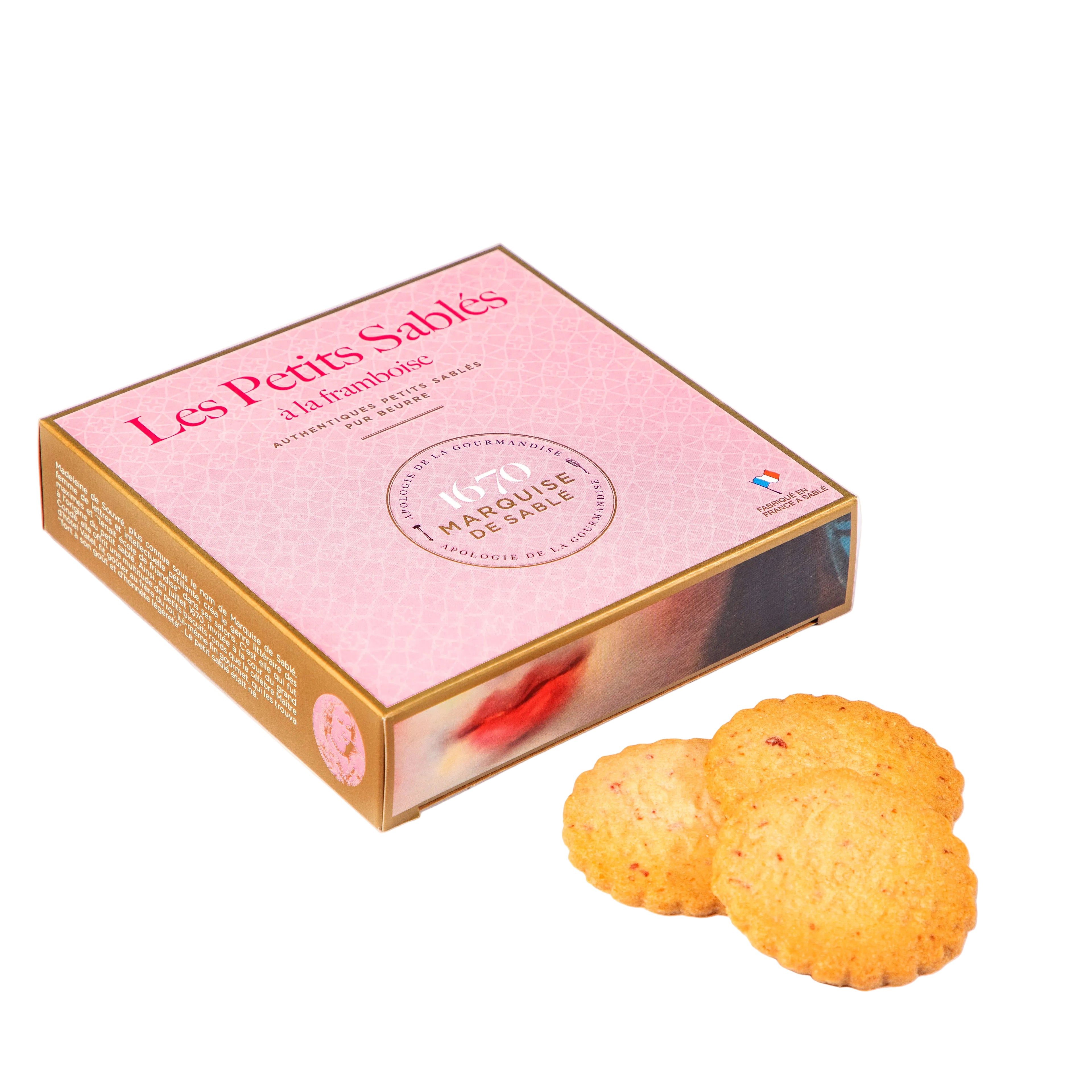Biscuiți Sablés cu bucăți de zmeură, 100 g, Le Sablésienne, Franța