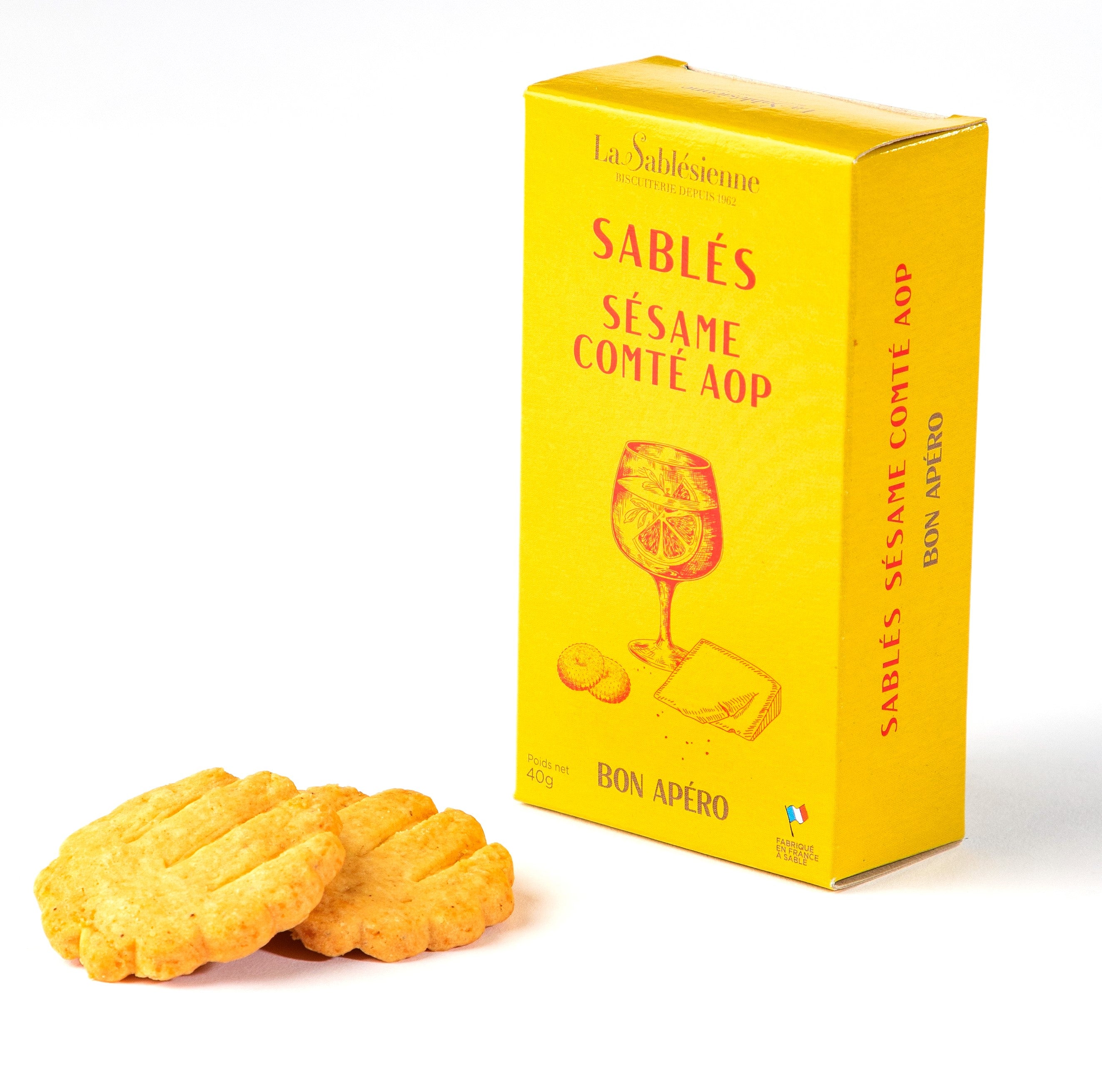 Biscuiți Sablés sărați cu susan și Comté AOP, 40 g, Le Sablésienne, Franța