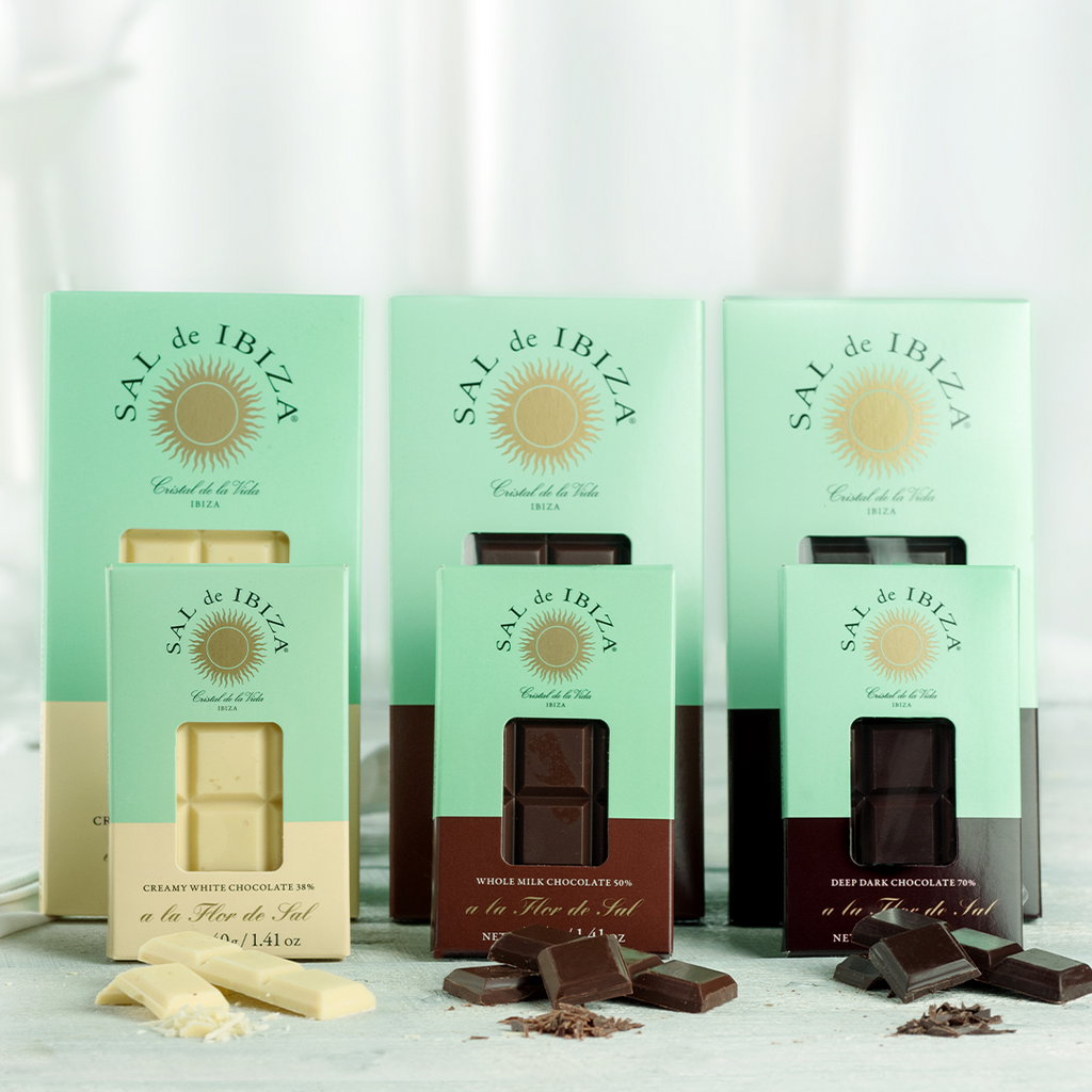 SAL de IBIZA Ciocolată albă cu floare de sal, 38% cacao, mini, 40g, organic