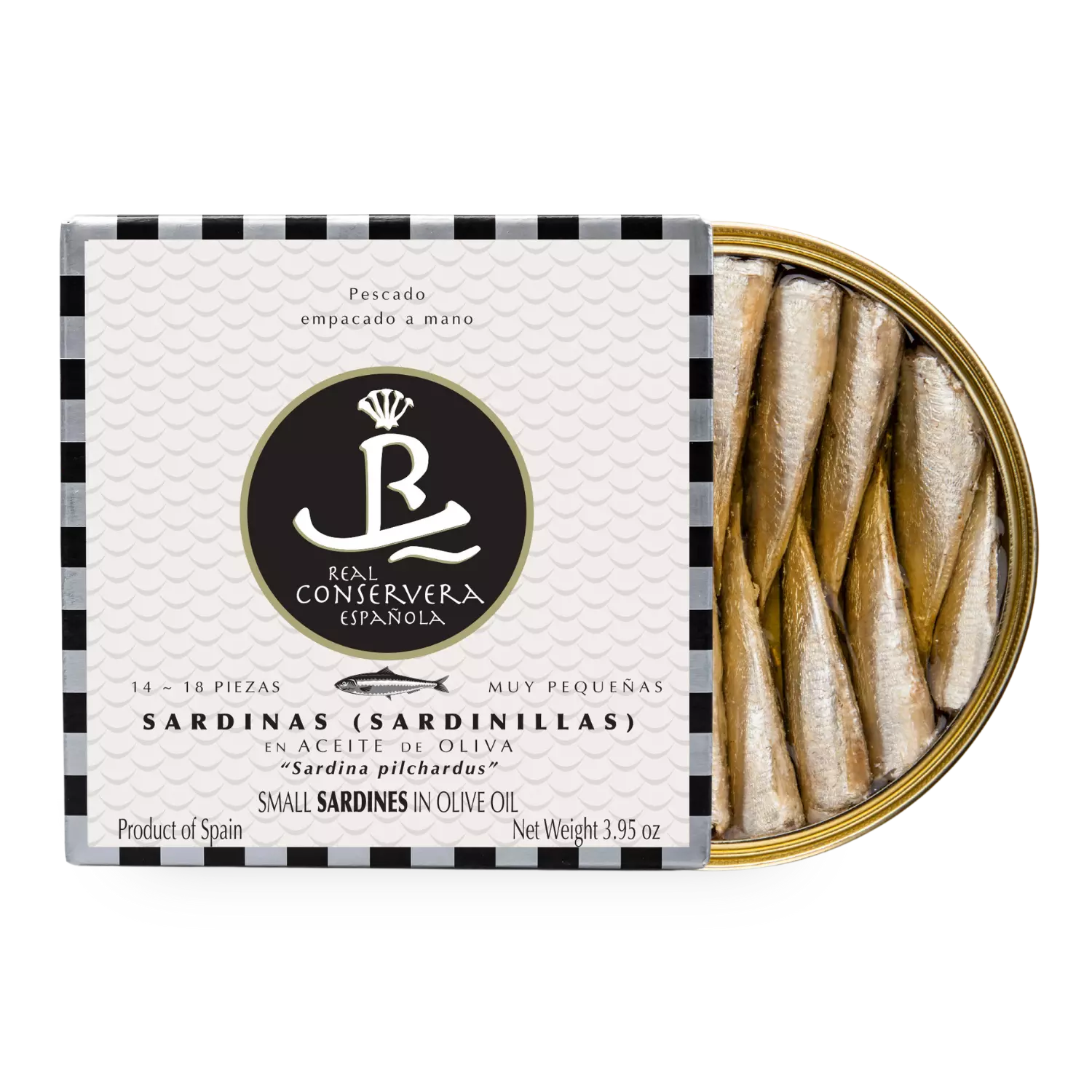 Baby sardine în ulei de măsline 10/14, 112 g - Real Conservera, Spania