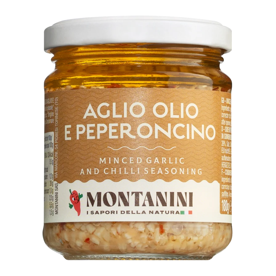 Usturoi tocat cu ulei și chili - 180 gr MONTANINI, PIEMONT