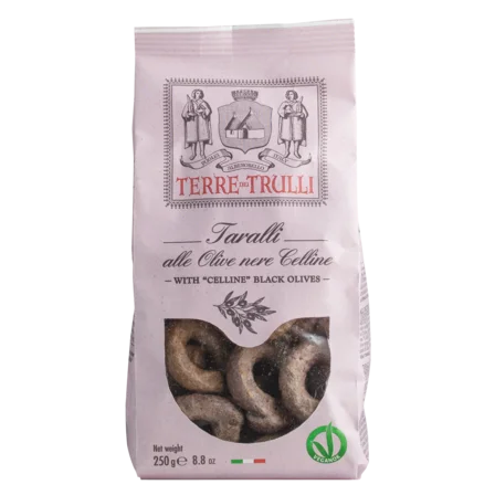 Taralli cu măsline negre Cellina, 230gr Terre dei Trulli