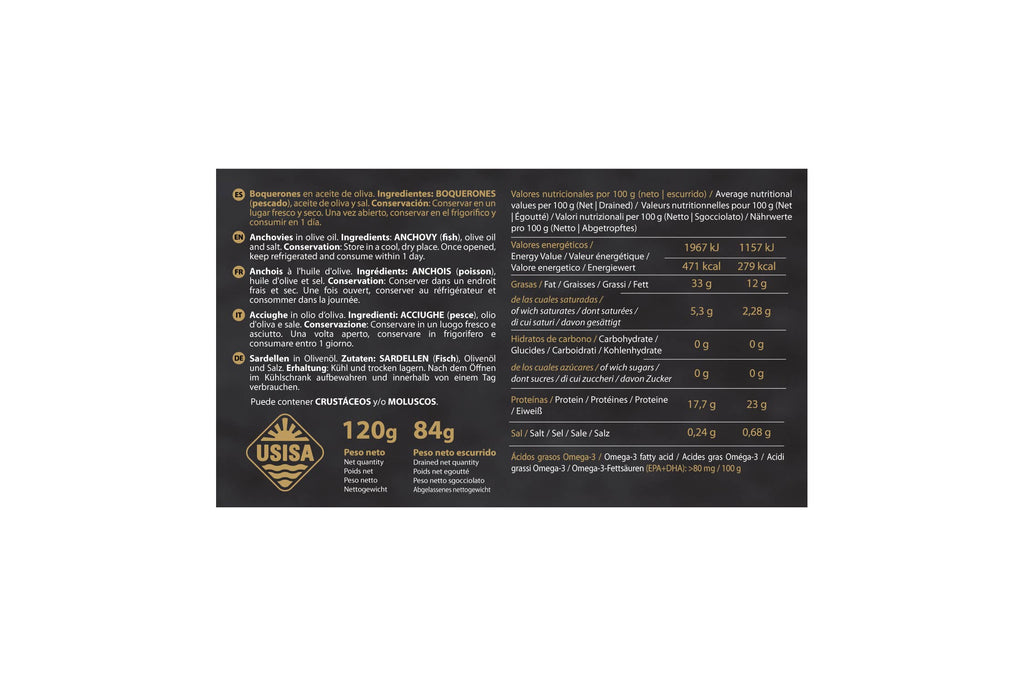 Anșoa de coastă în ulei de măsline, 80gr USISA