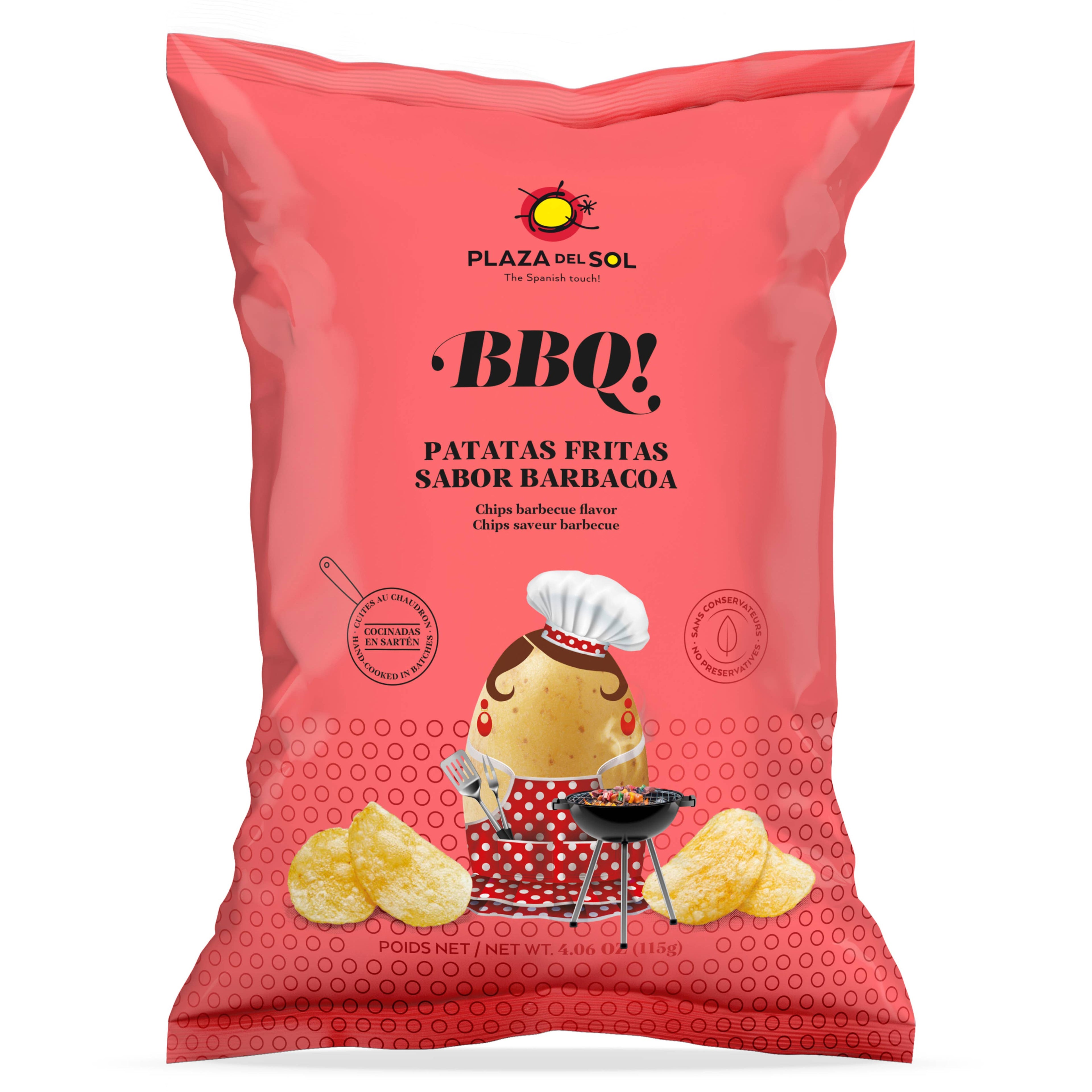 Chipsuri de cartofi BBQ! (Aromă de grătar), 115gr Plaza del Sol