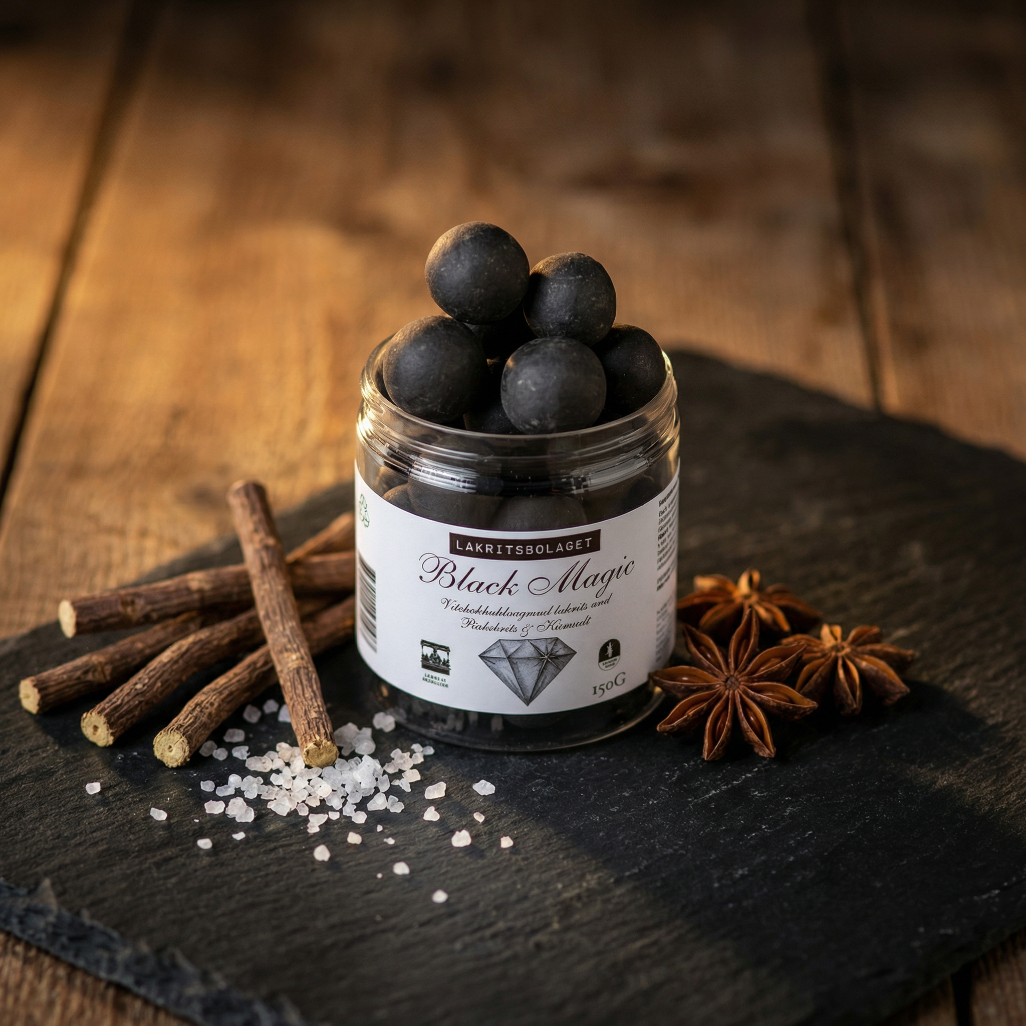 MAGIE NEAGRĂ | Licorice crudă și sare de mare fără gluten, 150gr Lakritsbolaget