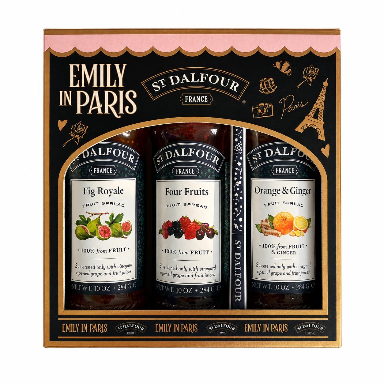 Emily in Paris Dulceață de Smochine , 4 fructe și Portocale-Ghimbir 3x284gr + Lingură, St. Dalfour