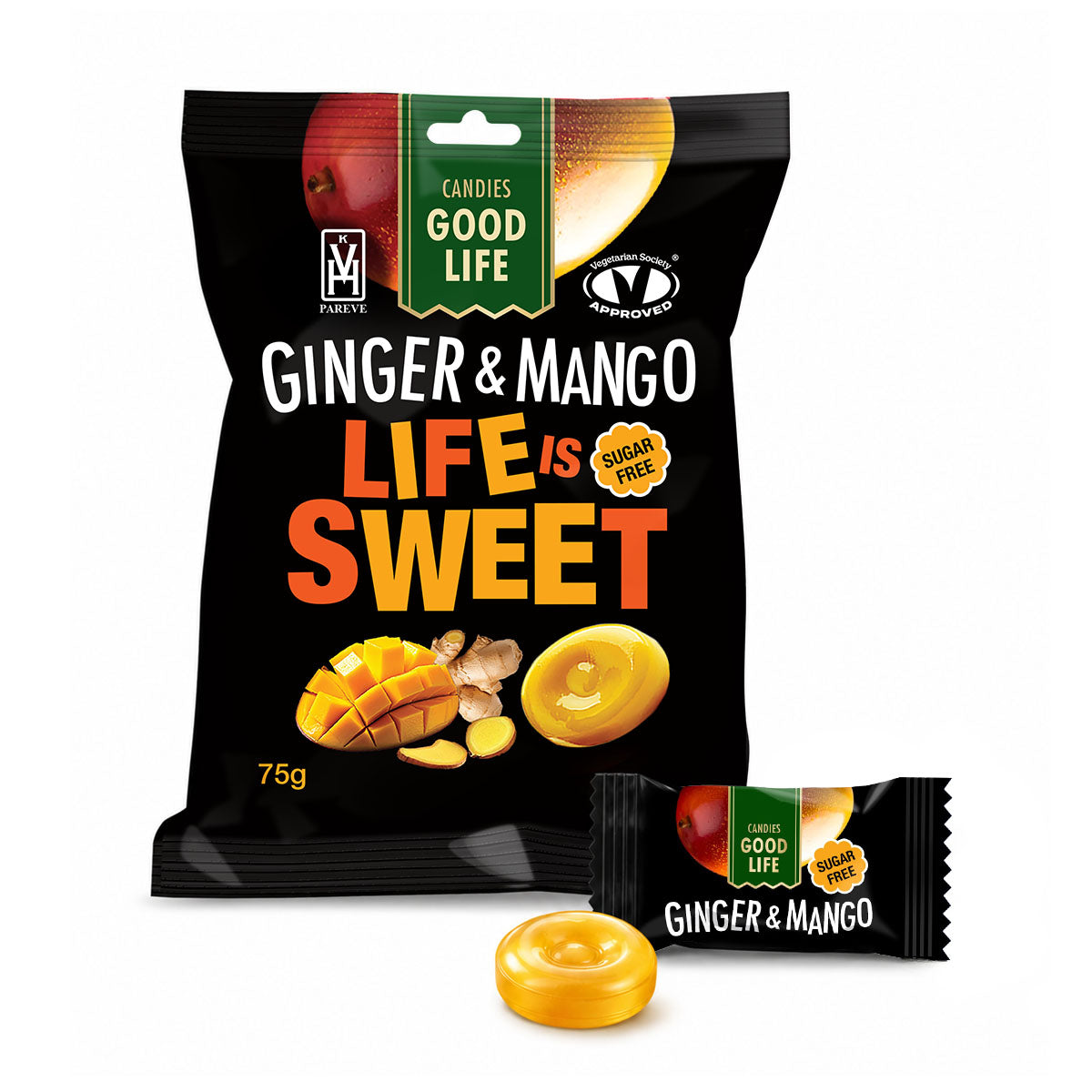 Dropsuri fără zahăr cu ghimbir și mango, 75gr Good Life