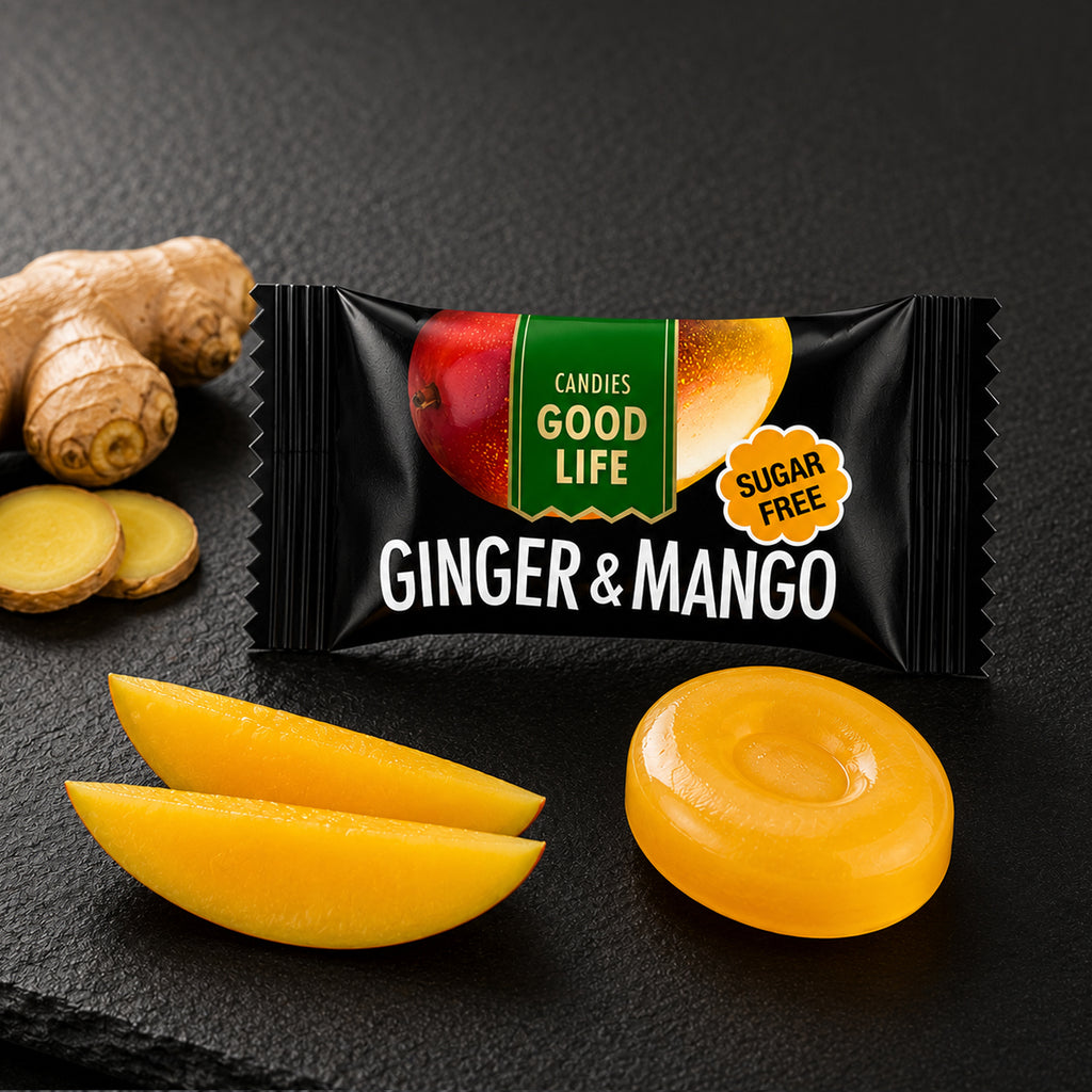 Dropsuri fără zahăr cu ghimbir și mango, 75gr Good Life